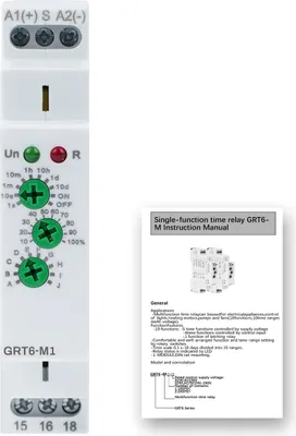 Image de GRT6-M1 Relais temporisé multifonctionnel avec 10 fonctions de temporisation, 0,1s-10 jours réglables, 1SPDT 10A, montage sur rail DIN, AC/DC 24-240V Timer Relais