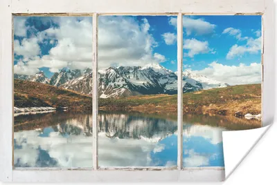 Produktbild von MuchoWow® Poster Aussicht - Berge - Wasser 120x80 cm - Bilder