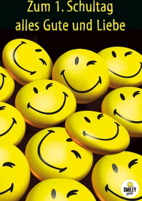 Produktbild von Schulanfang - Smiley - Glückwunschkarte im Format 11,5 x 17 cm mit