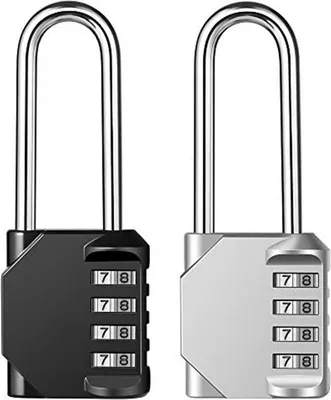 Produktbild von 2er-Pack 4,2 Zoll langes Bügel-Zahlenschloss, 4-stelliges wasserdichtes Vorhängeschloss für den Außenbereich für Schul-, Turnhallen-, Sport- und Schließfächer, Haspenaufbewahrung, Tor, Zaun, Werkzeugkasten (schwarz)