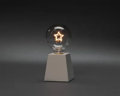 Produktbild von Konstsmide LED Tischleuchter "Stern", weiß, mit 6h Timer, 1 bernsteinfarbene Diode, batteriebetrieben, Innen, Batterie: 3 x AAA 1,5V (exkl.) - 1813-200
