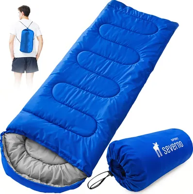 Immagine prodotto di Sacco a pelo da escursionismo con cappuccio SUMMER CAMP 210x75 cm blu + piumino