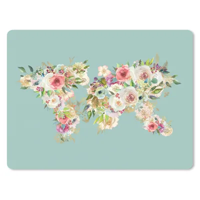 Produktbild von MuchoWow® Mauspad Mousepad Weltkarte - Blumen - Pastell 40x30 cm - Mousepads - Maus Mat - Pad - Mausunterlage - Anti Rutsch