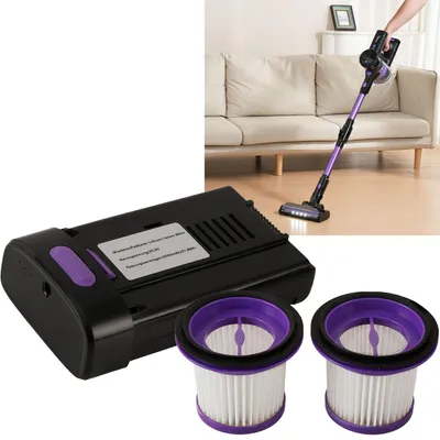 Produktbild von 2er-Set HEPA Ersatzfilter & Ersatzakku für Zyklon Staubsauger CH8303, 25,9 V/2000 mAh