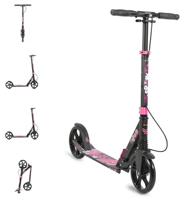 Produktbild von Byox Kinderroller Spooky klappbar, bis 100 kg, Bremse, Stoßdämpfer vorne, ABEC-7 pink