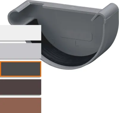 Produktbild von INEFA Dachrinnen Endstück halbrund, PVC NW100 / 100mm, links Anthrazit, Dachrinnenzubehör, einfache Steckmontage,  Germany