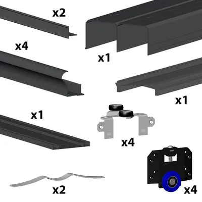 Produktbild von Schiebetürbeschlag SLID'UP 280, Laufschiene 200 cm, schwarz, für 2 Türen mit 18 mm Türstärke, bis 50 kg