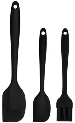 Produktbild von 3-teiliges Set aus Teigschaber und Gebäckpinsel aus Silikon, BPA-frei, hitzebeständig, antihaftbeschichtet, flexibel und langlebig.