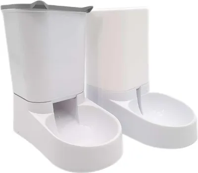 Produktbild von Marchul Automatischer Futterspender Katze, 2.1kg Futterautomat Katze und 3.8L Wasserspender Hund, Ohne Strom, Reisefutterspender Katzen Wasserspender