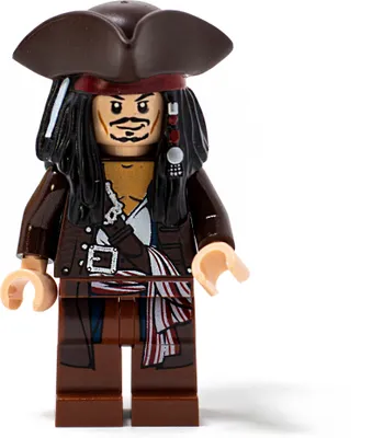 A LEGO minifigure of Captain Jack Sparrow.