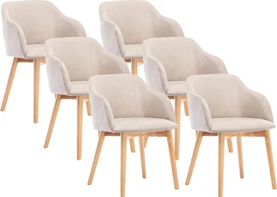 Produktbild von Satz von 6 Stühlen - Stoff und Gummiholz - beige - JELISA