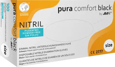 Produktbild von Nitrilhandschuhe Puracomfort puderfrei, schwarz, Größe:M, Inhalt:100 Stück