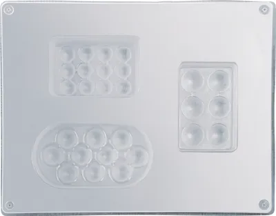 Produktbild von Gießform für 3 verschiedene Massageseifen, ca. 19 x 24 x 2 cm, mit Noppenstruktur
