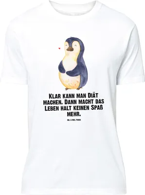 Produktbild von Mr. & Mrs. Panda Größe M T-Shirt Pinguin Diät - Weiß - Geschenk, Herren, mit Spruch, Tshirt, Pinguine, Abnehmen, Shirt