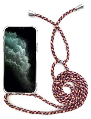 Zdjęcie produktu dla Etui na telefon z rzemykiem/sznurkiem, idealne do noszenia na szyi lub przez ramię, dostępne dla różnych modeli iPhone, w tym iPhone XS Max, w kolorach czerwonym i srebrnym