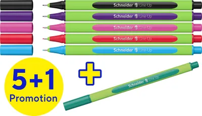 Productafbeelding van Schneider 191086 5 + 1 GRATIS: 5 Schneider Line-Up Fineliner farbsortiert 0,4 mm + GRATIS 1 St.