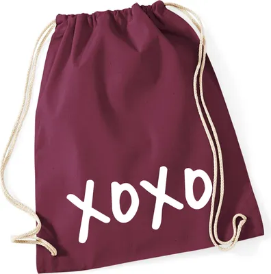 Produktbild von Huuraa Turnbeutel XOXO Kuss 12 Liter Burgundy Baumwolle Rucksack Geschenkidee