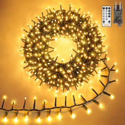 Lichtsnoer Cluster 6 m warmweiß, 600 LEDs, 8 Modi, Fernbedienung