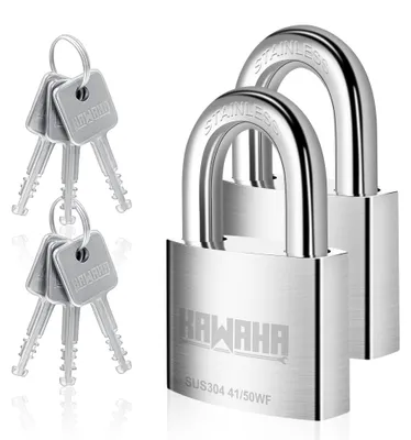 Produktbild von Robuste Edelstahl-Vorhängeschlösser mit Schlüsseln – 2 Stück