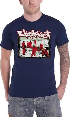 Image de Slipknot - T-shirt pour hommes/femmes unie - 20e anniversaire RO1565 (XXL) (bleu marine)