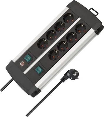 Productafbeelding van Brennenstuhl stekkerdoos Premium Duo-Alu-Line, 8 stopcontacten, kabel lengte: 3 meter