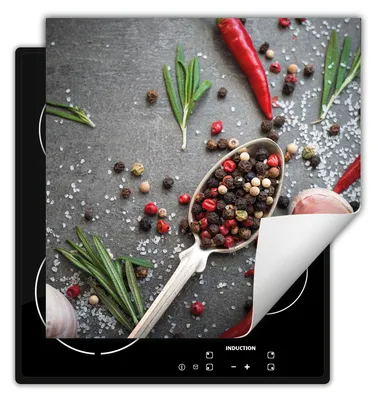 Produktbild von DarHaus Herdabdeckplatte 50x52 cm Anti Rutsch Matte Aufrollbar, Gewürze - Chilli