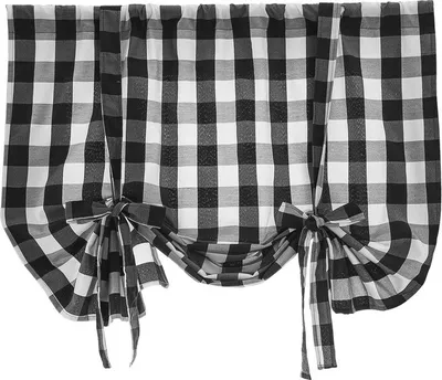 Produktbild von Binden Sie Shade Buffalo Check Fenstervorhang, 60 × 120 cm, Weiß & Schwarz
