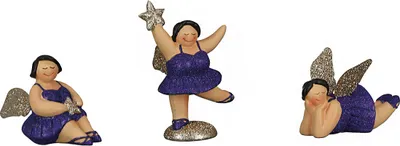 Obrázok produktu pre Soška Gilde, anjel, „Betty“, umelá živica, fialová, dĺžka 6 cm, šírka 8 cm, výška 10 cm 89322 4001250893226 3 kusy (3 rôzne motívy)
