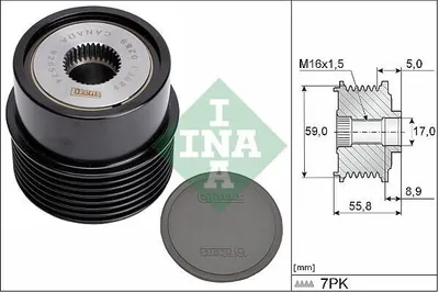 Produktbild von INA Generatorfreilauf Riemenscheibe Lichtmaschine für FORD TRANSIT Bus (FD, FB, FS, FZ, FC)