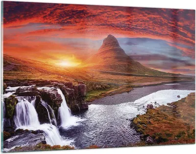 Produktbild von Bilder auf glas - Einteilig - Kirkjufell Wasserfall Berg - 120x80cm - Glasbilder - Wandbilder - Bilder - Wanddekoration aus Glas - Glas Bilder - Wandbild auf Glas - GAA120x80-4704