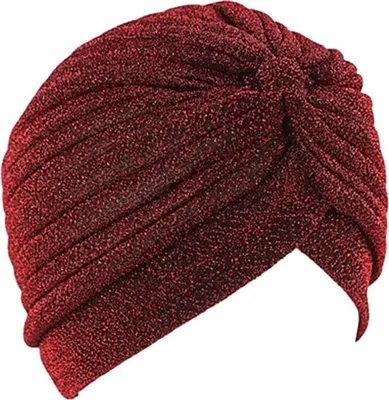 Obrázok produktu pre Trblietavá Turbanová Čiapka - Bordová KP6634