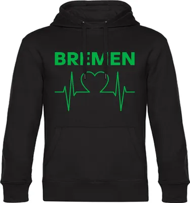 Produktbild von multifanshop Kapuzen Sweatshirt - Bremen - Herzschlag, schwarz, Größe L