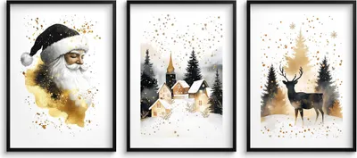 Produktbild von Poster für die Wohnzimmerwand Weihnachten Weihnachtsmann Winterlandschaft 3x30x40