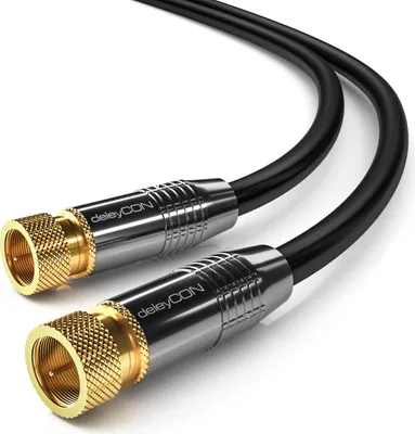 Produktbild von deleyCON 2m SAT Antennenkabel HD Satellitenkabel Koaxialkabel für DVB-S/S2 - 4K Ultra-HD 1080p FULL-HD HDTV - 2x F-Stecker Vergoldet Metallstecker - Schwarz