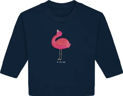 Produktbild von Mr. & Mrs. Panda Organic Baby Pullover Flamingo Stolz 24. - 36. Monat - French Navy - Geschenk, Bullover, Tochter, Mama, Beste Freundin
