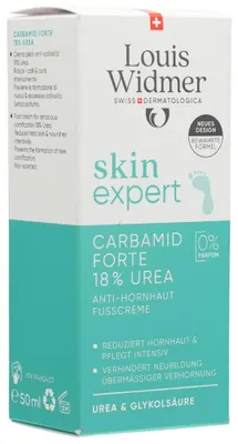 Produktbild von Louis Widmer skinexpert Carbamid Forte 18 % Urea Anti-Hornhaut 50ml PZN 19146924