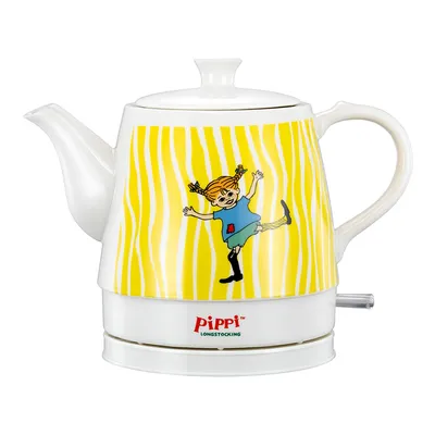 Zdjęcie produktu dla Ceramiczny czajnik bezprzewodowy, 0,8 l, wzór Happy Pippi