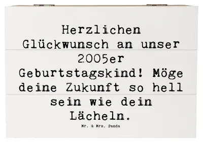 Produktbild von Mr. & Mrs. Panda Kiste Spruch 2005 Geburtstag 22 x 15 cm - Weiß - Geschenk, Geburtstagsgeschenk, mit Deckel, Geschenkbox, Happy Birthday, Jubilar, Aufbewahrungstruhe, Box