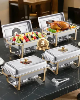 Zdjęcie produktu dla Zestaw Podgrzewaczy Do Żywności 4 Szt Pojemniki Gn Z Pokrywą Do Gastronomii