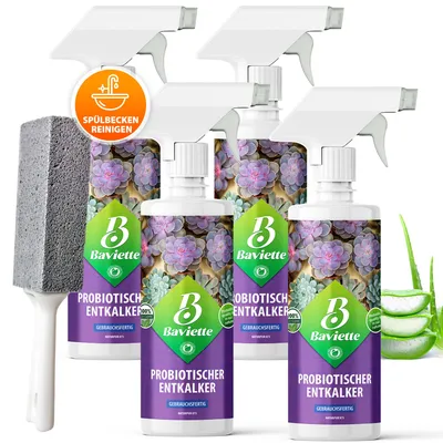 Obrázok produktu pre Odvápňovač Baviette 4x500 ml – proti vodnému kameňu a vodným škvrnám v kúpeľni, kuchyni a na armatúrach, so zložením obsahujúcim mikroorganizmy