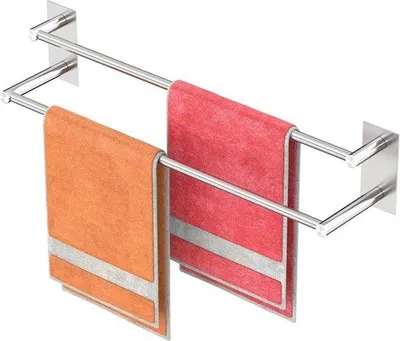 Image de Porte-serviettes en acier inoxydable - double barre - argent brossé - 74,5 cm