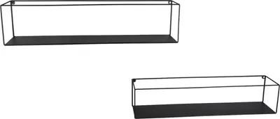Produktbild von Industriedesign Wandregale aus Metall schwarz - Drahtkörbe 2er SET zum Aufhängen