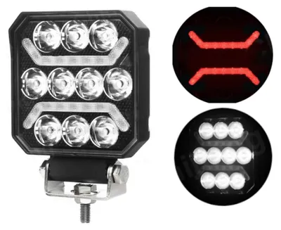 Zdjęcie produktu dla Uniwersalna, wydajna żarówka LED-halogenowa, światło białe + czerwone światło obrysowe, 15 W, 1500 lm, 12–24 V, znak E, do samochodów ciężarowych (T