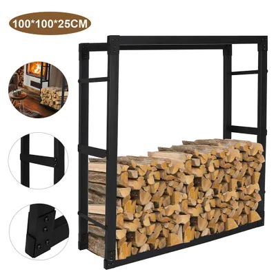 Immagine prodotto di Peviasot - Porta legna da ardere in metallo resistente alle intemperie, dimensioni 100x100x25 cm. Porta legna da ardere