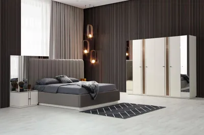 Produktbild von Exklusive 4tlg.Schlafzimmer Set Stil Bett 2x Nachttische und Kleiderschrank