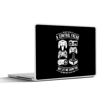 Produktbild von MuchoWow® Laptop Aufkleber Sticker Cover Mancave - Controller - Schwarz - Weiß - Vintage 31x22.5 cm - Laptop-Deko