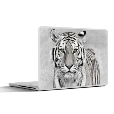 Produktbild von MuchoWow® Laptop Aufkleber Sticker Cover Tiger - Natur - Schwarz - Weiß 30x21 cm - Sticker für Laptop - Selbstklebend