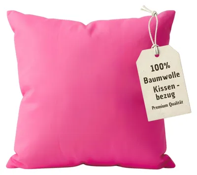 Produktbild von Kissenbezug 50x50 cm Pink | 100% Baumwolle | Atmungsaktive PREMIUM Kissenhülle mit verdecktem Reißverschluss