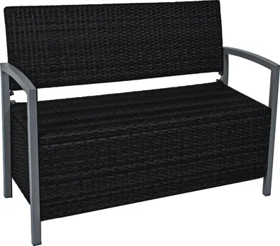Produktbild von Garden Pleasure Parkbank FERRARA, mit Ablagefach, Alu/ Kunststoffgeflecht, schwarz