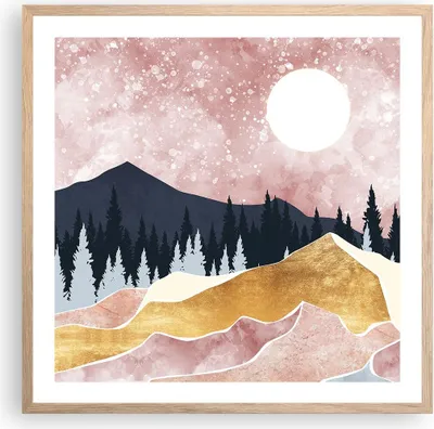 Produktbild von Gerahmtes Poster - Rahmen in heller Eiche - Grafik Modern Landschaft - 60x60 cm - Wand Bild - Wanddeko - Wandbilder - Kunstposter - Wandposter - Bilderrahmen - Bilder - Kunstdruck - P2NAC60x60-4832
